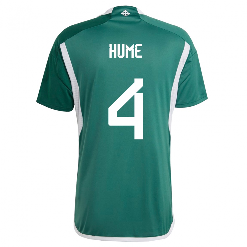 Homem Camisola Irlanda Do Norte Trai Hume #4 Verde Principal 24-26 Camisa Brasil