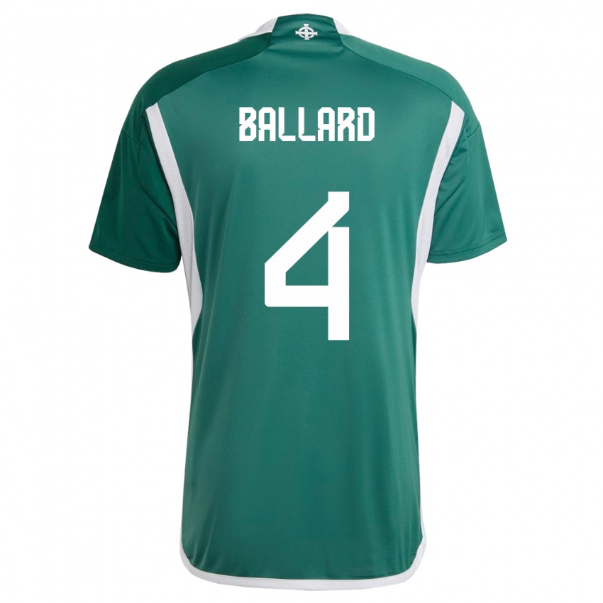 Homem Camisola Irlanda Do Norte Daniel Ballard #4 Verde Principal 24-26 Camisa Brasil