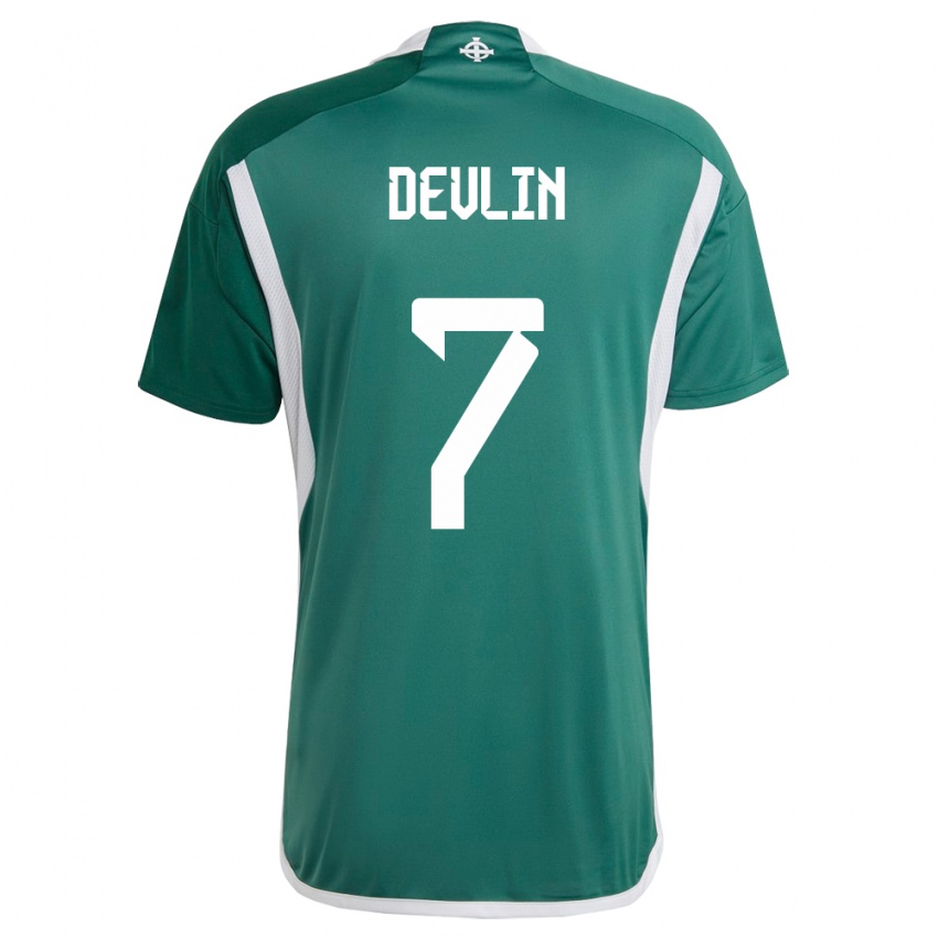 Homem Camisola Irlanda Do Norte Terry Devlin #7 Verde Principal 24-26 Camisa Brasil