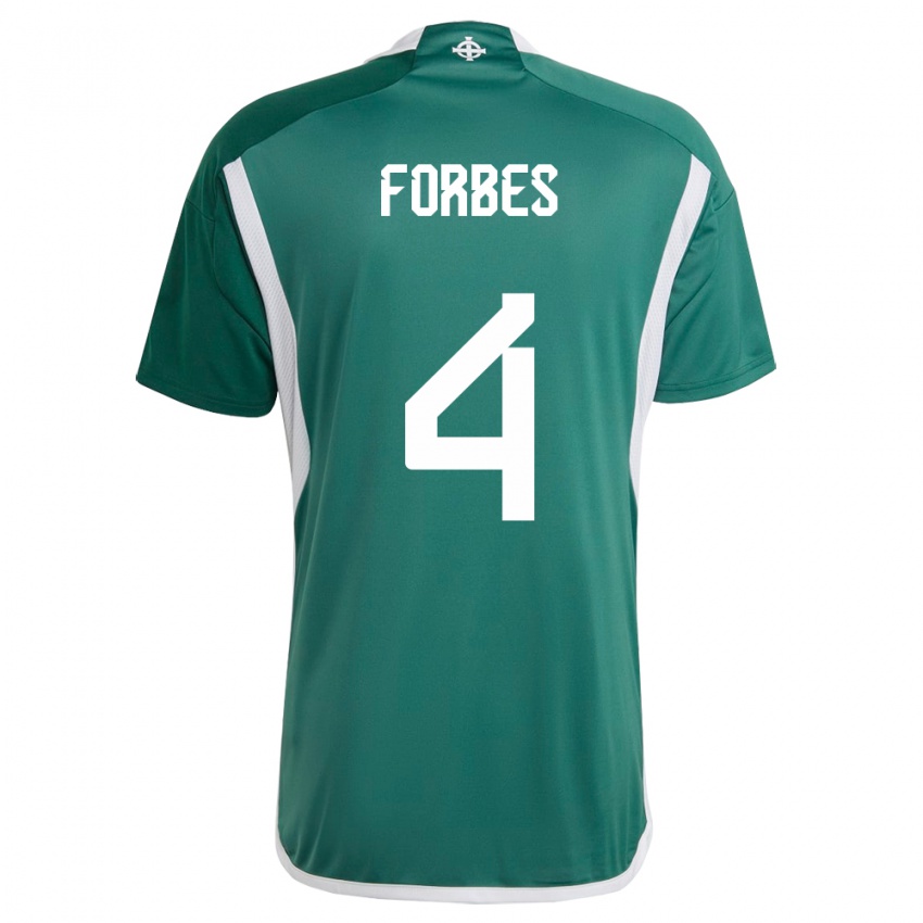 Homem Camisola Irlanda Do Norte Michael Forbes #4 Verde Principal 24-26 Camisa Brasil