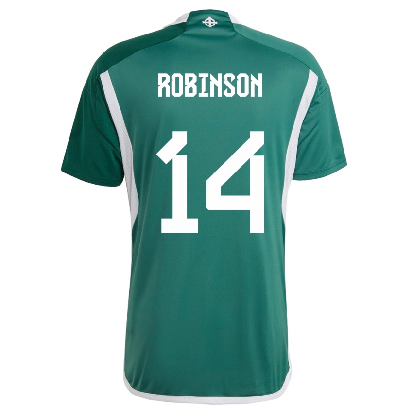 Homem Camisola Irlanda Do Norte Darren Robinson #14 Verde Principal 24-26 Camisa Brasil