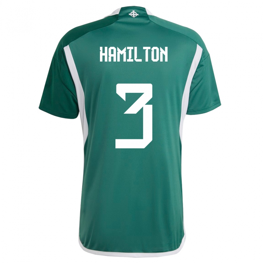 Homem Camisola Irlanda Do Norte Brendan Hamilton #3 Verde Principal 24-26 Camisa Brasil