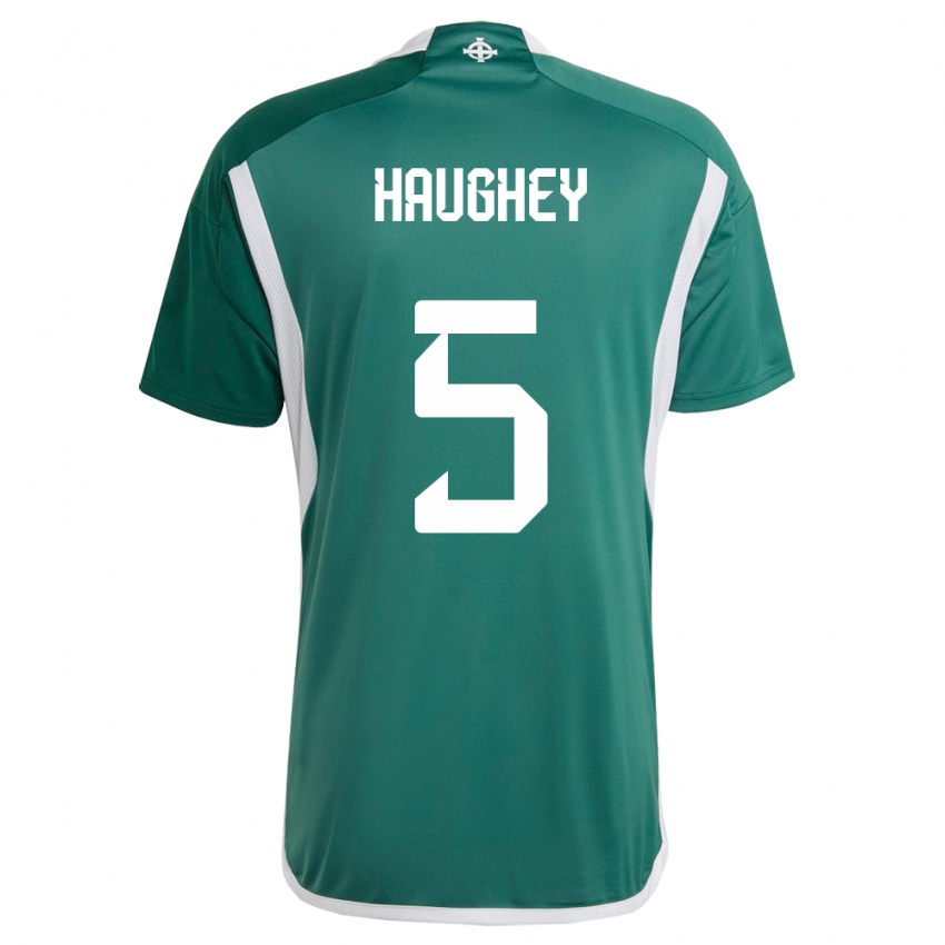 Homem Camisola Irlanda Do Norte Conor Haughey #5 Verde Principal 24-26 Camisa Brasil