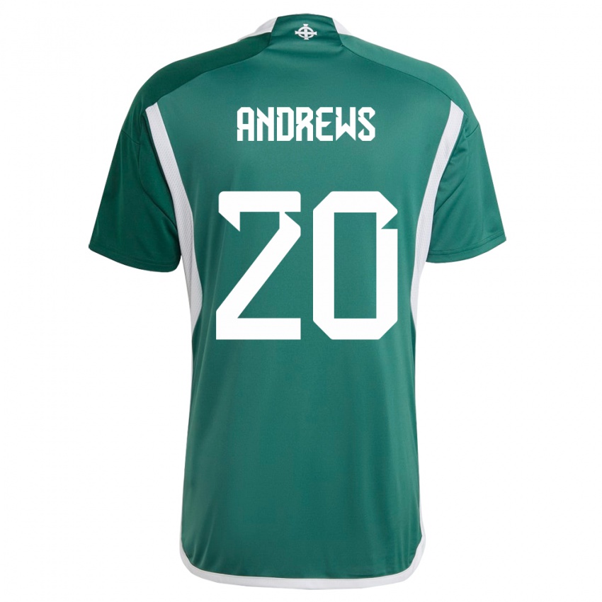 Homem Camisola Irlanda Do Norte Joely Andrews #20 Verde Principal 24-26 Camisa Brasil