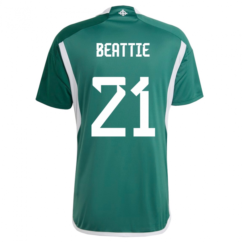 Homem Camisola Irlanda Do Norte Kerry Beattie #21 Verde Principal 24-26 Camisa Brasil