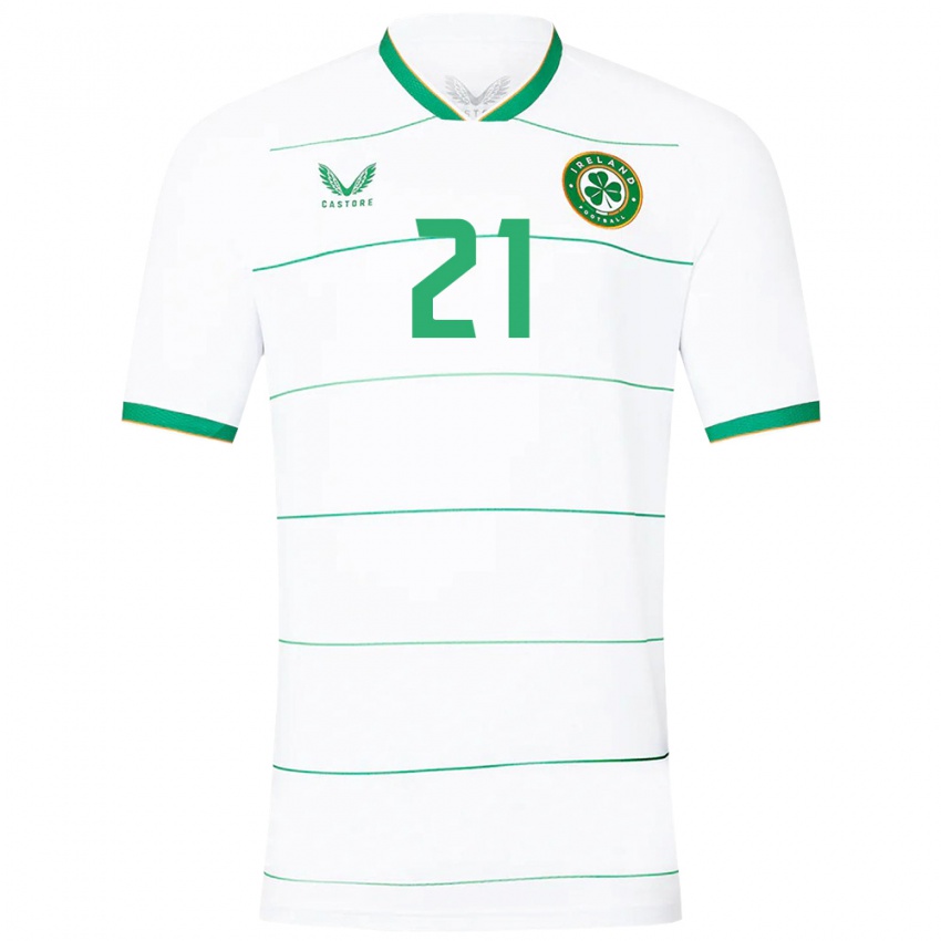 Homem Camisola Irlanda Sinead Farrelly #21 Branco Alternativa 24-26 Camisa Brasil