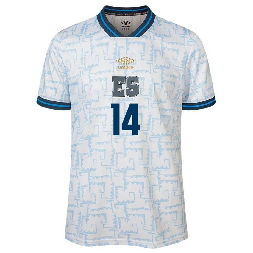 Homem Camisola El Salvador Karen Reyes #14 Branco Alternativa 24-26 Camisa Brasil