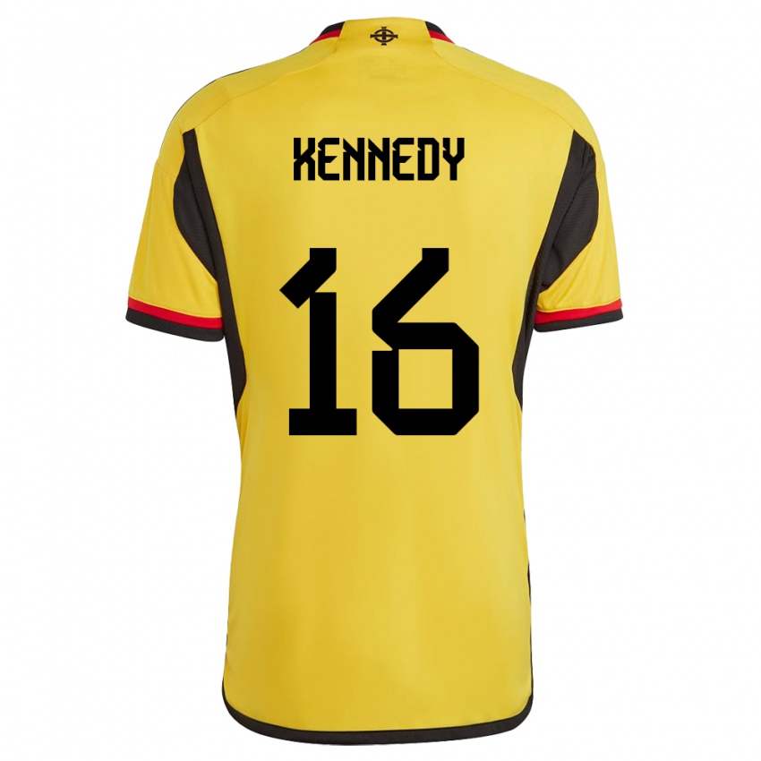 Homem Camisola Irlanda Do Norte Matty Kennedy #16 Branco Alternativa 24-26 Camisa Brasil