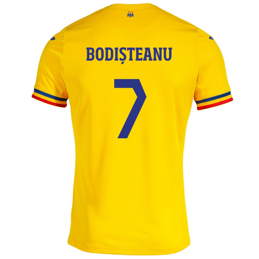 Mulher Camisola Romênia Ștefan Bodișteanu #7 Amarelo Principal 24-26 Camisa Brasil