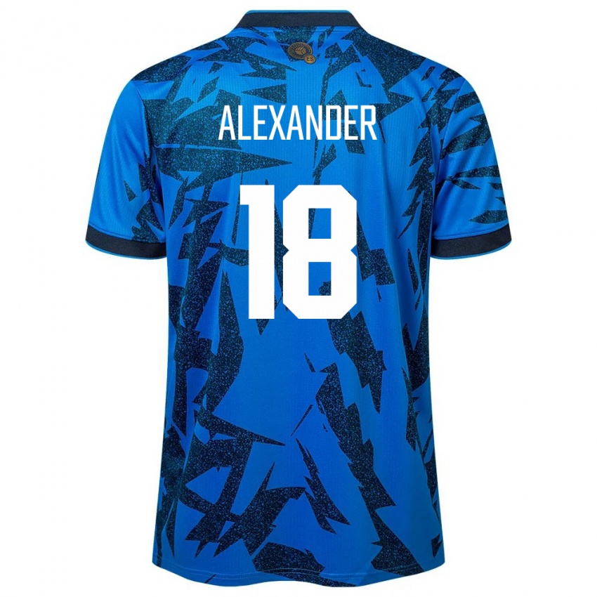 Mulher Camisola El Salvador Alexander Aguilar #18 Azul Principal 24-26 Camisa Brasil