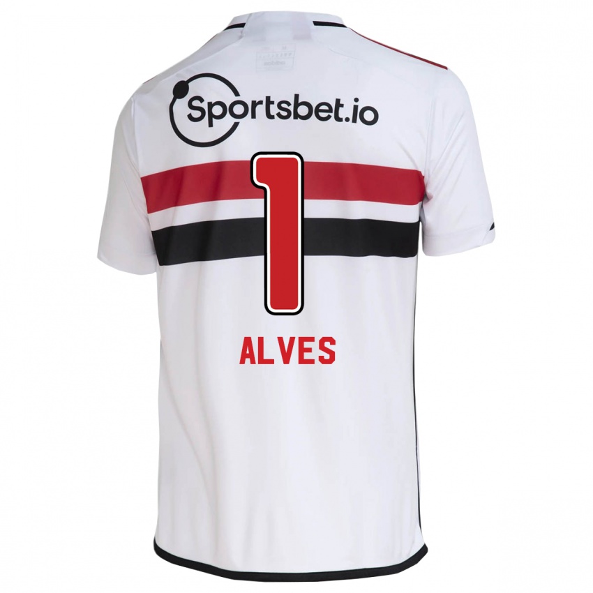 Criança Camisola Felipe Alves #1 Branco Principal 2023/24 Camisa Brasil
