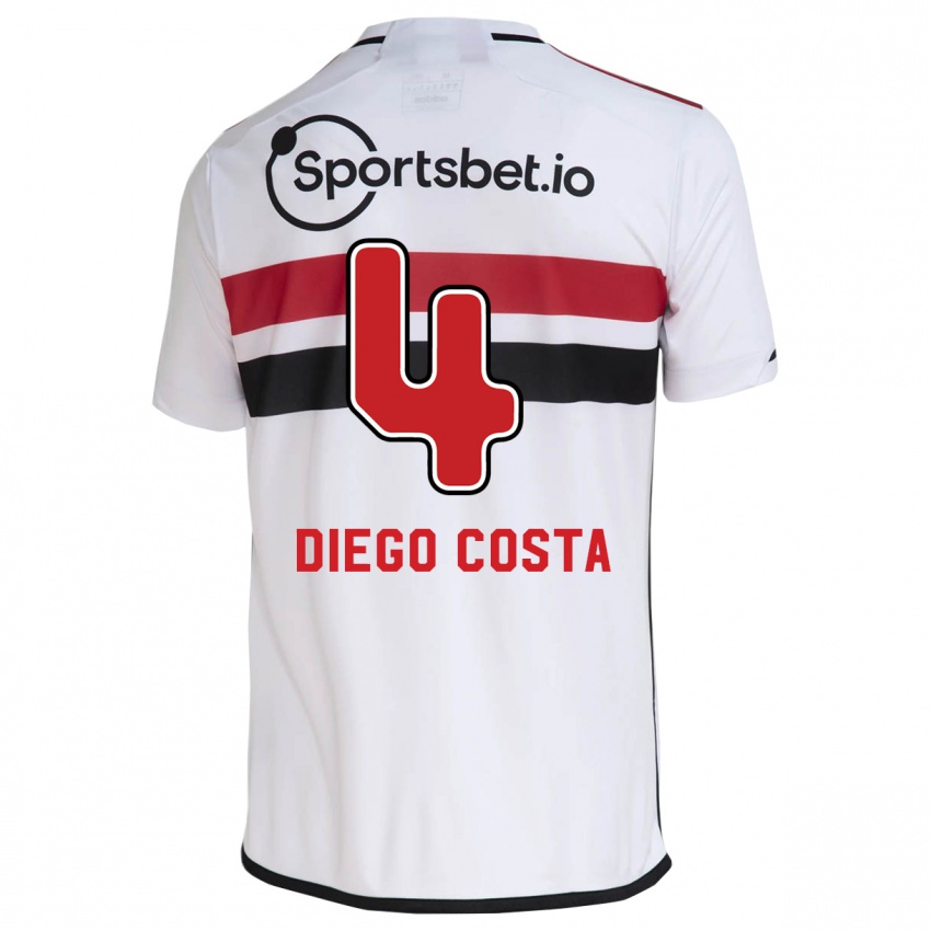 Criança Camisola Diego Costa #4 Branco Principal 2023/24 Camisa Brasil