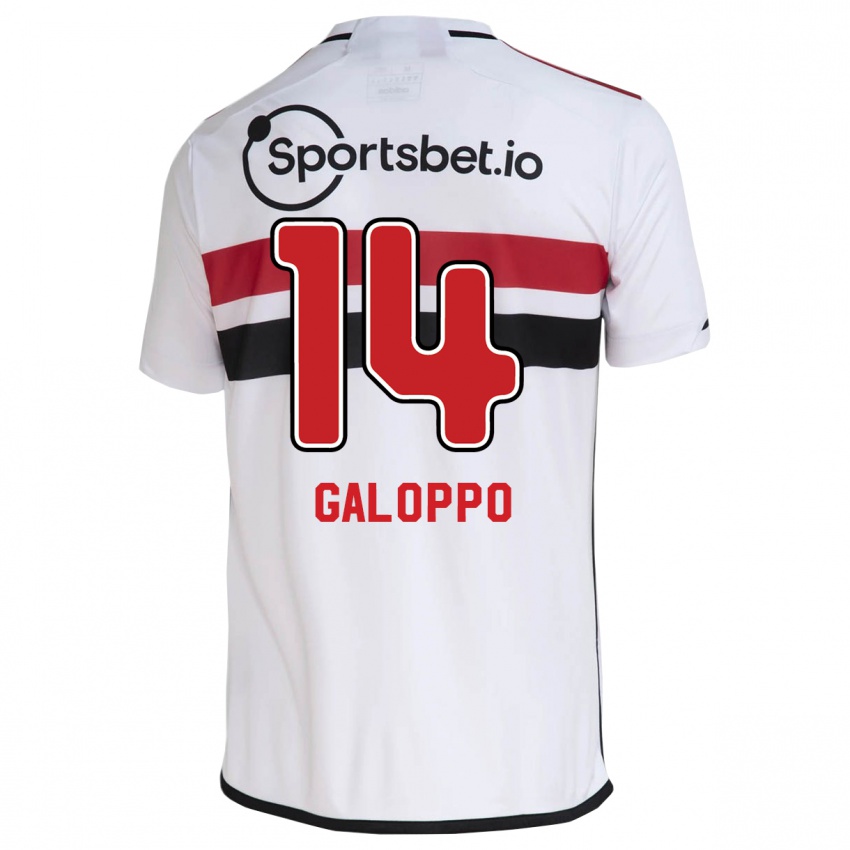Criança Camisola Giuliano Galoppo #14 Branco Principal 2023/24 Camisa Brasil