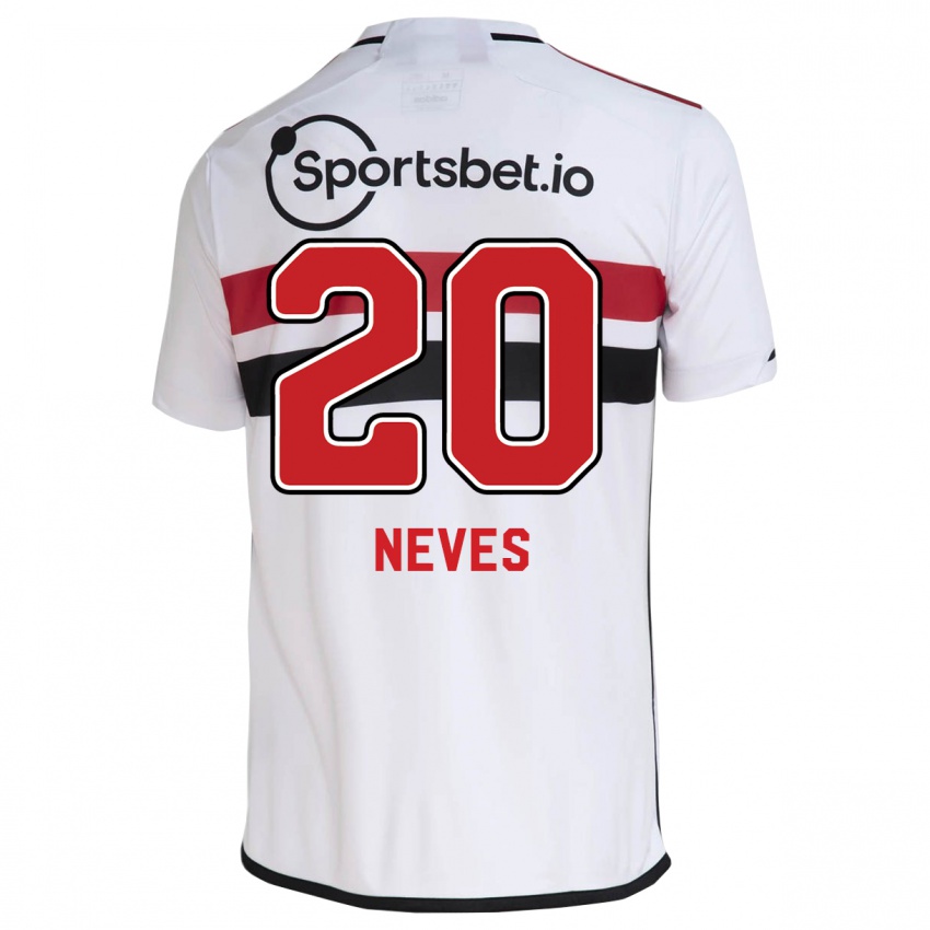 Criança Camisola Gabriel Neves #20 Branco Principal 2023/24 Camisa Brasil