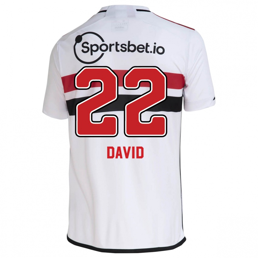 Criança Camisola David #22 Branco Principal 2023/24 Camisa Brasil
