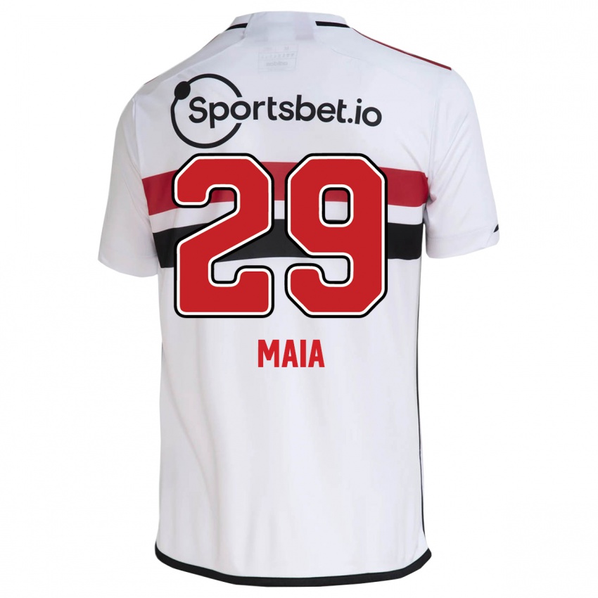 Criança Camisola Pablo Maia #29 Branco Principal 2023/24 Camisa Brasil