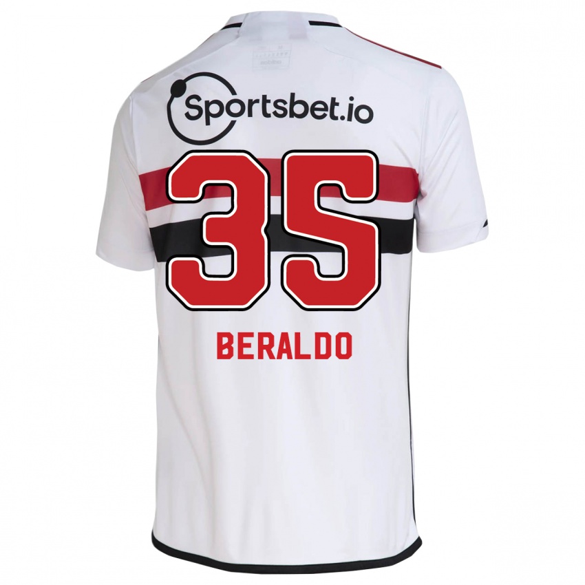 Criança Camisola Lucas Beraldo #35 Branco Principal 2023/24 Camisa Brasil