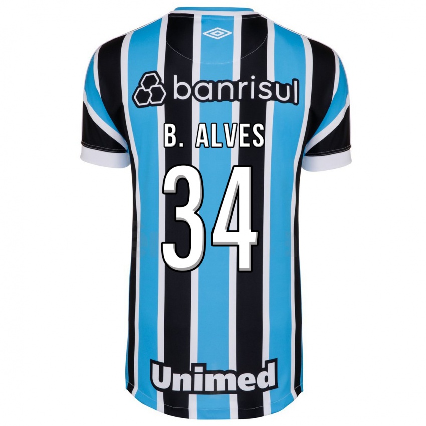 Criança Camisola Bruno Alves #34 Azul Principal 2023/24 Camisa Brasil