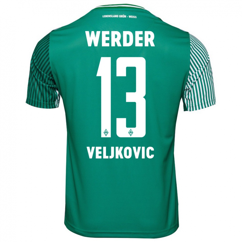 Criança Camisola Milos Veljkovic #13 Verde Principal 2023/24 Camisa Brasil