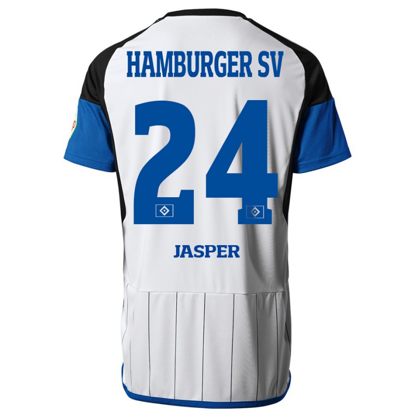 Criança Camisola Jan-Lukas Jasper #24 Branco Principal 2023/24 Camisa Brasil