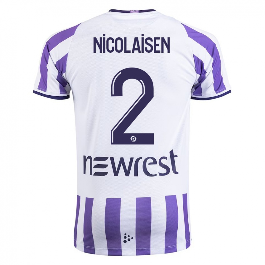 Criança Camisola Rasmus Nicolaisen #2 Branco Principal 2023/24 Camisa Brasil