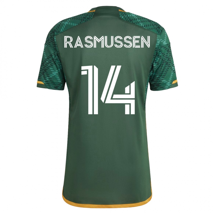 Criança Camisola Justin Rasmussen #14 Verde Principal 2023/24 Camisa Brasil