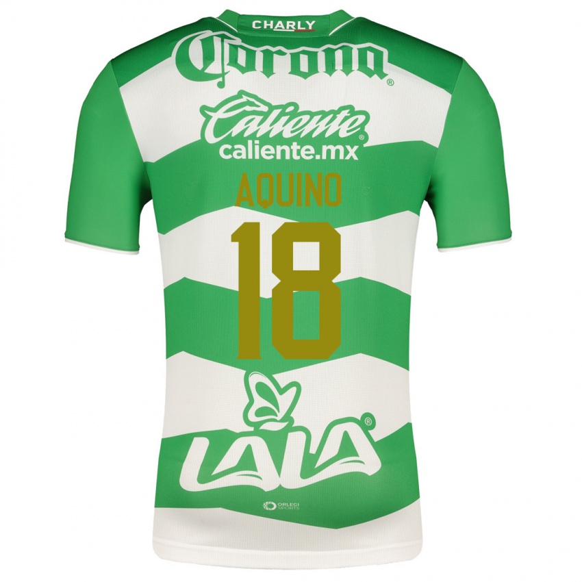 Criança Camisola Pedro Aquino #18 Verde Principal 2023/24 Camisa Brasil