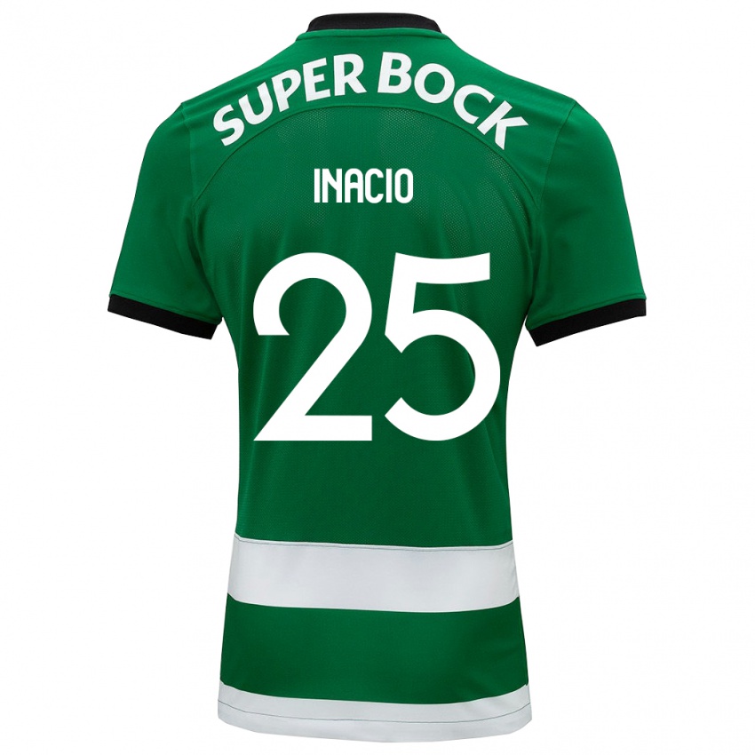 Criança Camisola Gonçalo Inácio #25 Verde Principal 2023/24 Camisa Brasil