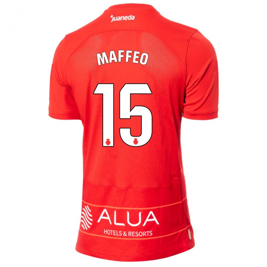 Criança Camisola Pablo Maffeo #15 Vermelho Principal 2023/24 Camisa Brasil