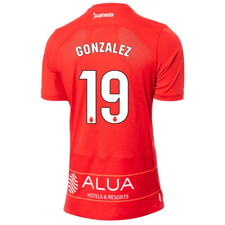 Criança Camisola Adrià González #19 Vermelho Principal 2023/24 Camisa Brasil