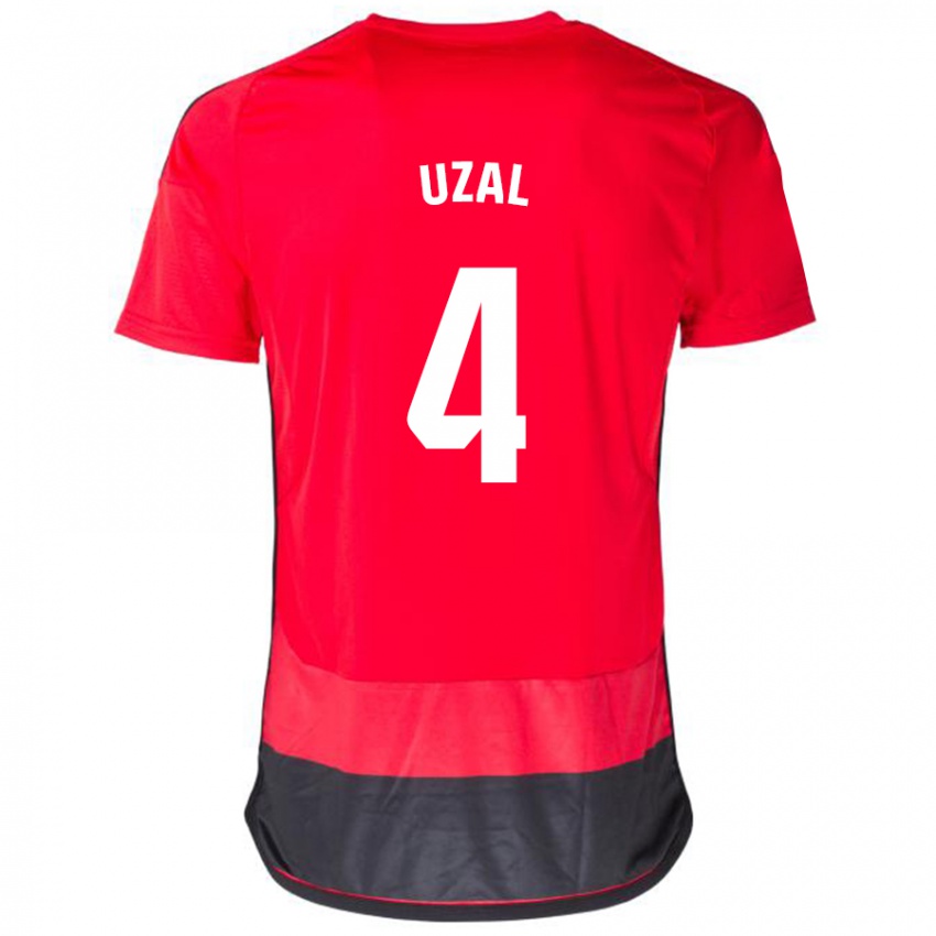 Criança Camisola Yeray Uzal #4 Vermelho Preto Principal 2023/24 Camisa Brasil