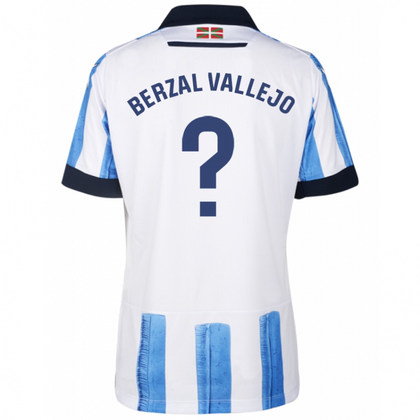 Criança Camisola Asier Berzal Vallejo #0 Branco Azulado Principal 2023/24 Camisa Brasil