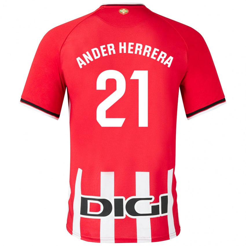 Criança Camisola Ander Herrera #21 Vermelho Principal 2023/24 Camisa Brasil