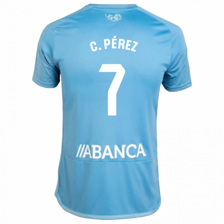 Criança Camisola Carles Perez #7 Azul Principal 2023/24 Camisa Brasil