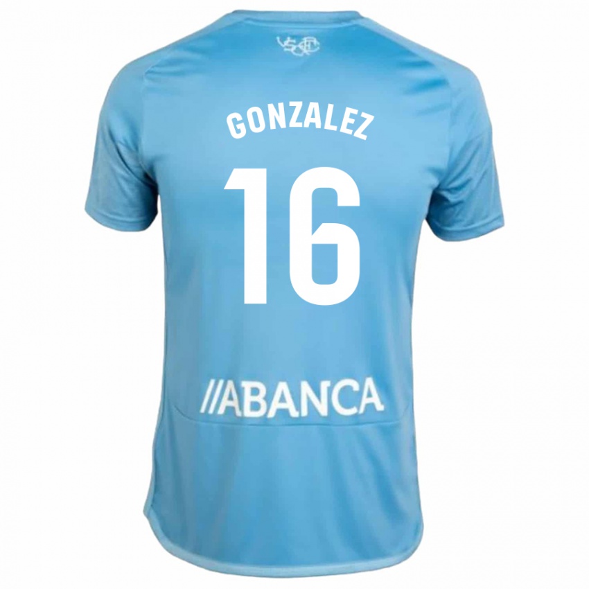 Criança Camisola Dani González #16 Azul Principal 2023/24 Camisa Brasil