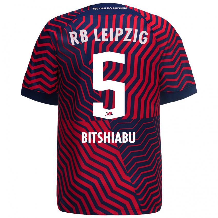 Criança Camisola El Chadaille Bitshiabu #5 Azul Vermelho Alternativa 2023/24 Camisa Brasil