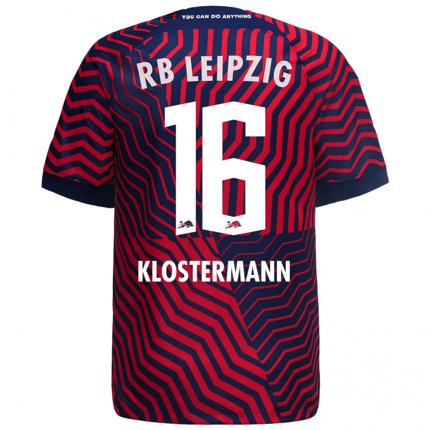 Criança Camisola Lukas Klostermann #16 Azul Vermelho Alternativa 2023/24 Camisa Brasil