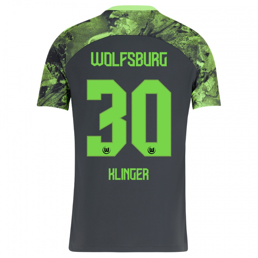 Criança Camisola Niklas Klinger #30 Cinza Escuro Alternativa 2023/24 Camisa Brasil