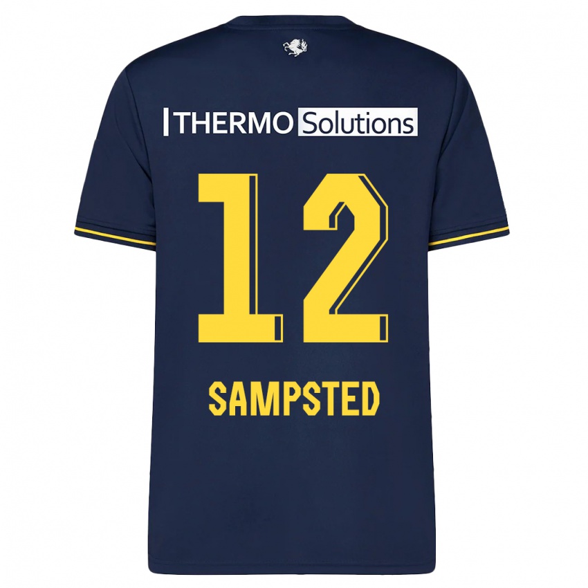 Criança Camisola Alfons Sampsted #12 Marinha Alternativa 2023/24 Camisa Brasil