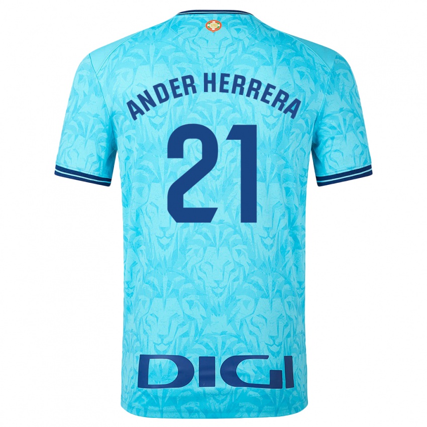 Criança Camisola Ander Herrera #21 Céu Azul Alternativa 2023/24 Camisa Brasil