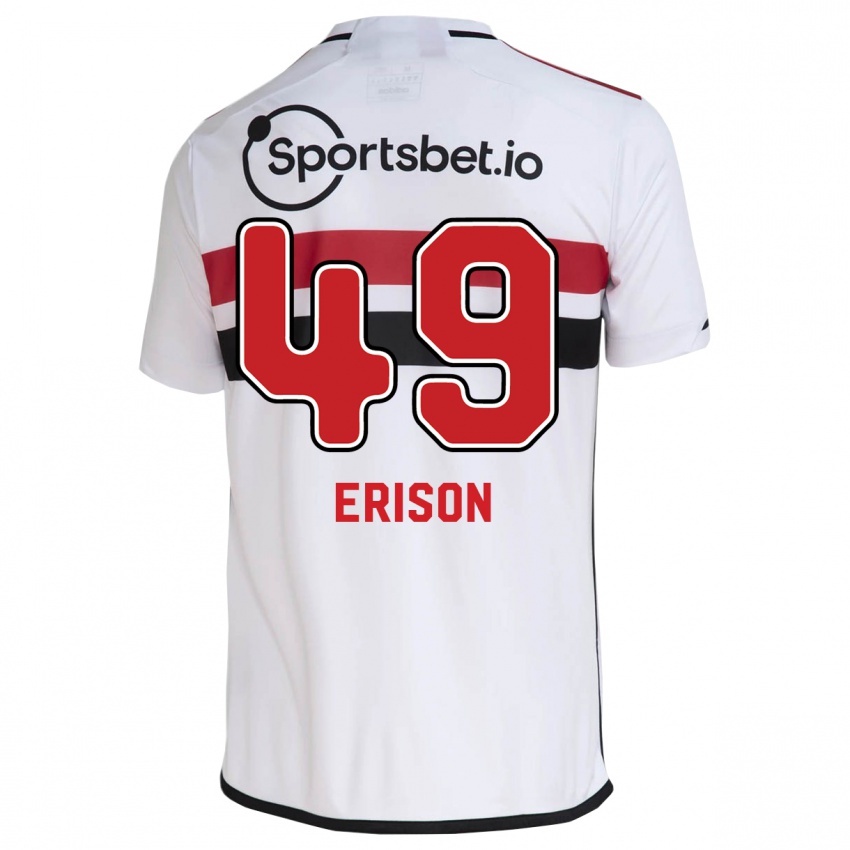 Homem Camisola Erison #49 Branco Principal 2023/24 Camisa Brasil