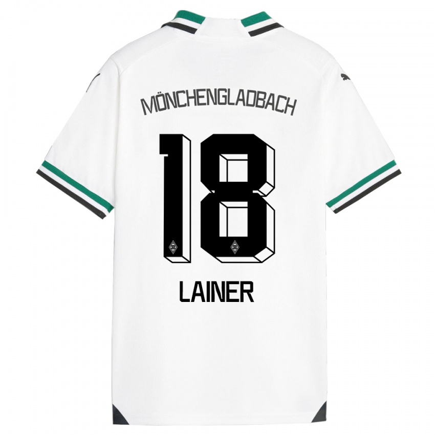 Homem Camisola Stefan Lainer #18 Branco Verde Principal 2023/24 Camisa Brasil