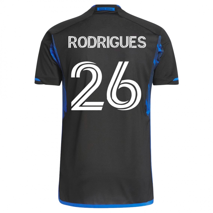 Homem Camisola Rodrigues #26 Azul Preto Principal 2023/24 Camisa Brasil