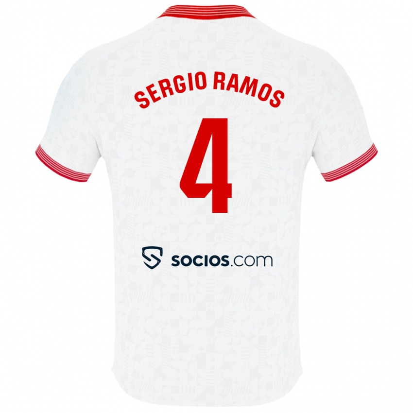 Homem Camisola Sergio Ramos #4 Branco Principal 2023/24 Camisa Brasil