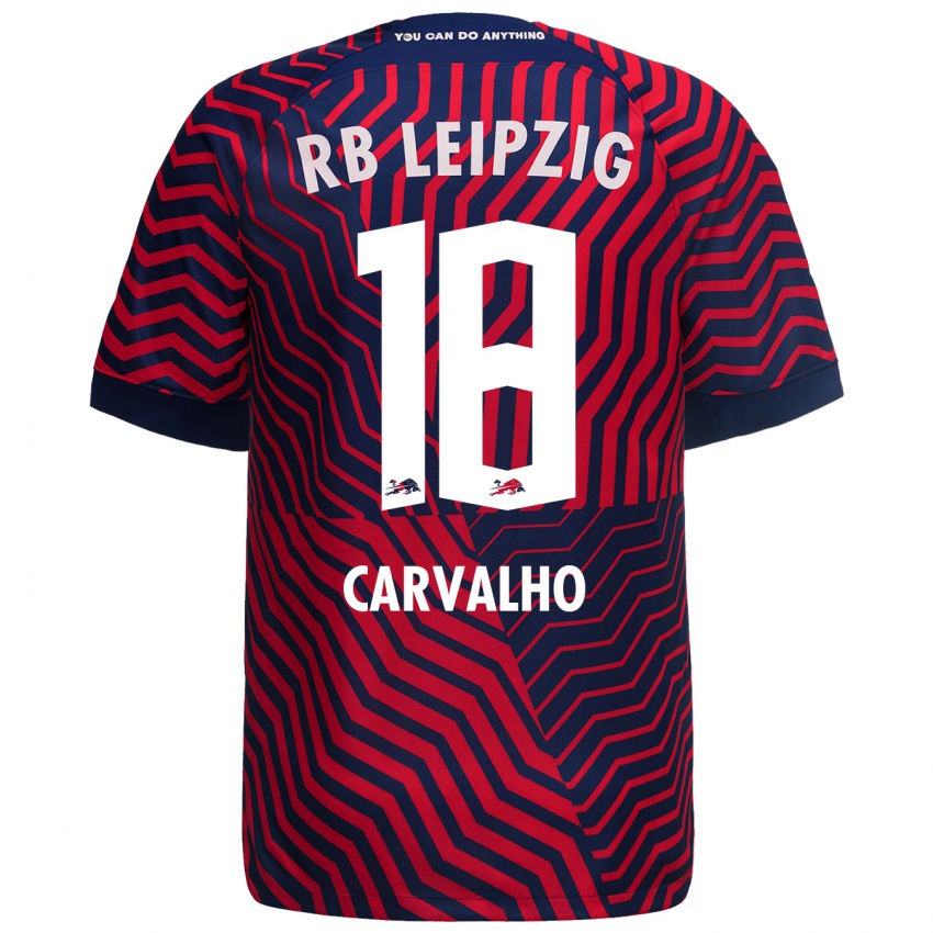 Homem Camisola Fabio Carvalho #18 Azul Vermelho Alternativa 2023/24 Camisa Brasil