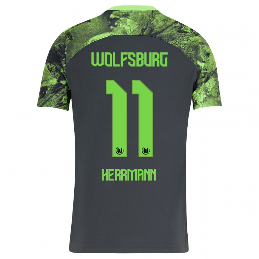 Homem Camisola Max Herrmann #11 Cinza Escuro Alternativa 2023/24 Camisa Brasil