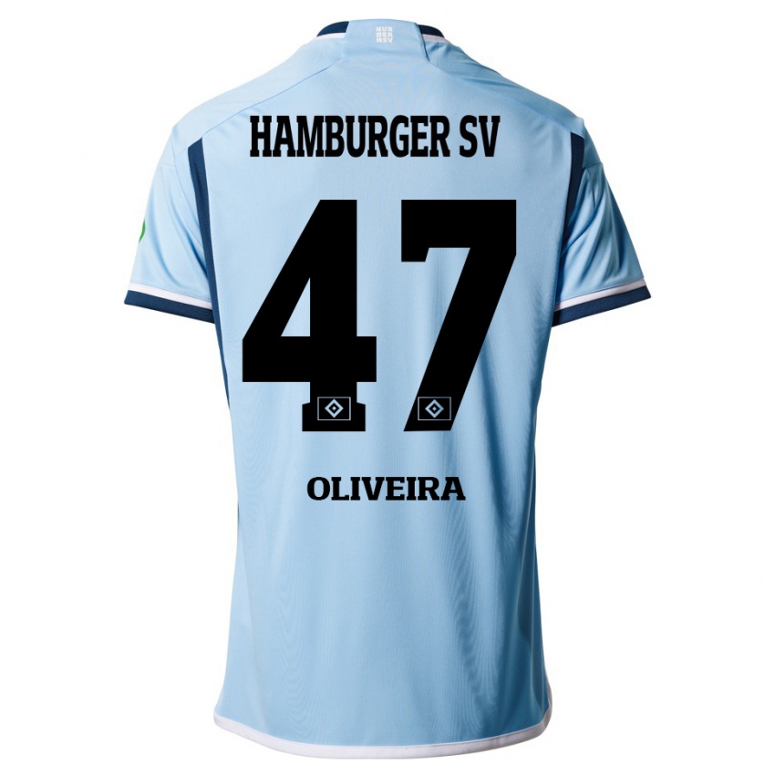 Homem Camisola Nicolas Oliveira #47 Azul Alternativa 2023/24 Camisa Brasil