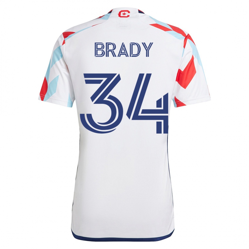 Homem Camisola Chris Brady #34 Branco Azul Alternativa 2023/24 Camisa Brasil