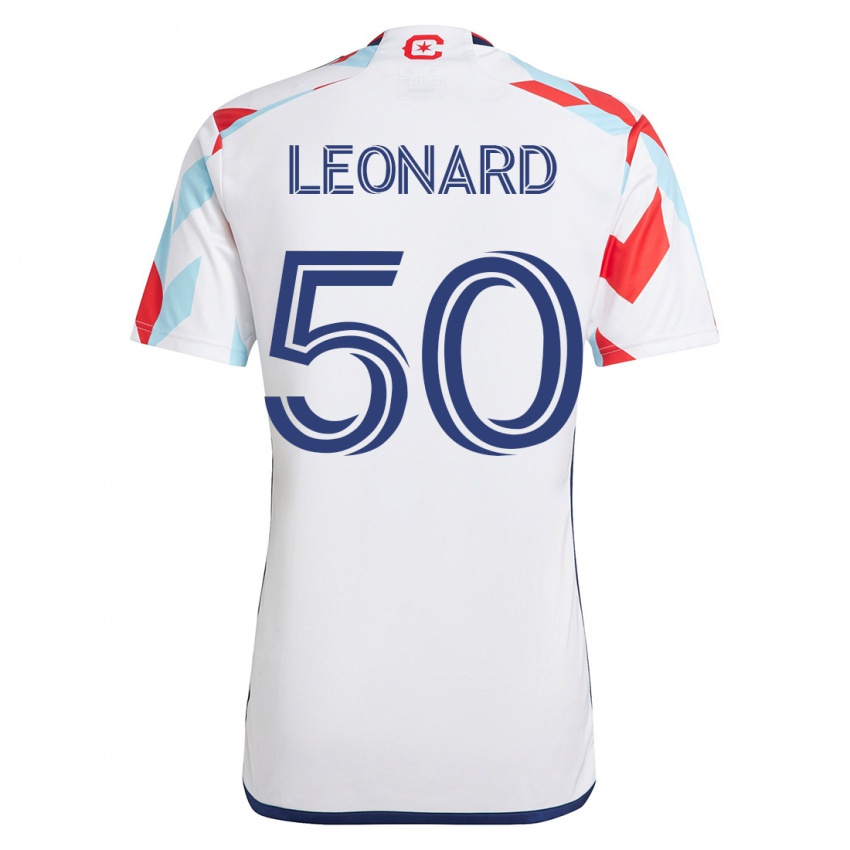 Homem Camisola Eric Leonard #50 Branco Azul Alternativa 2023/24 Camisa Brasil