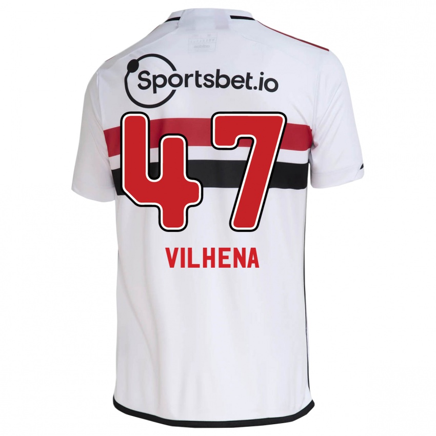 Mulher Camisola Pedro Vilhena #47 Branco Principal 2023/24 Camisa Brasil